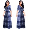 Summer Stripe Printed Swing Maxi Dress Plus Size M8433