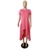 Solid color irregular skirt dress M8471