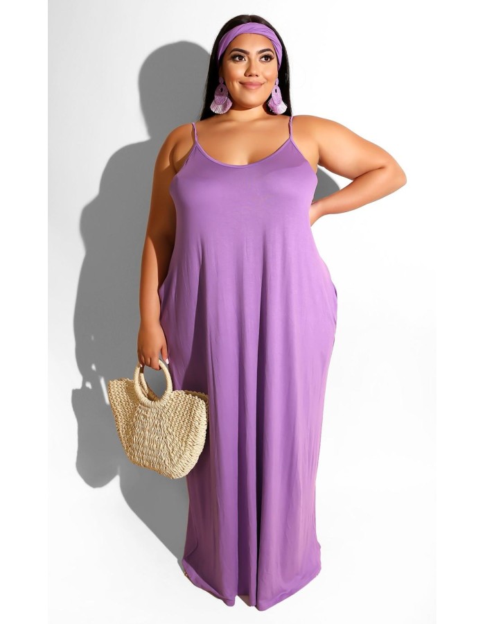 Womens Spaghetti Strap Beach Maxi Dress Plus Size M8425