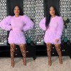 Winter Fashion Fluffy Tassel Warm Sweater 2 Piece Set M8526