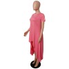 Solid color irregular skirt dress M8471