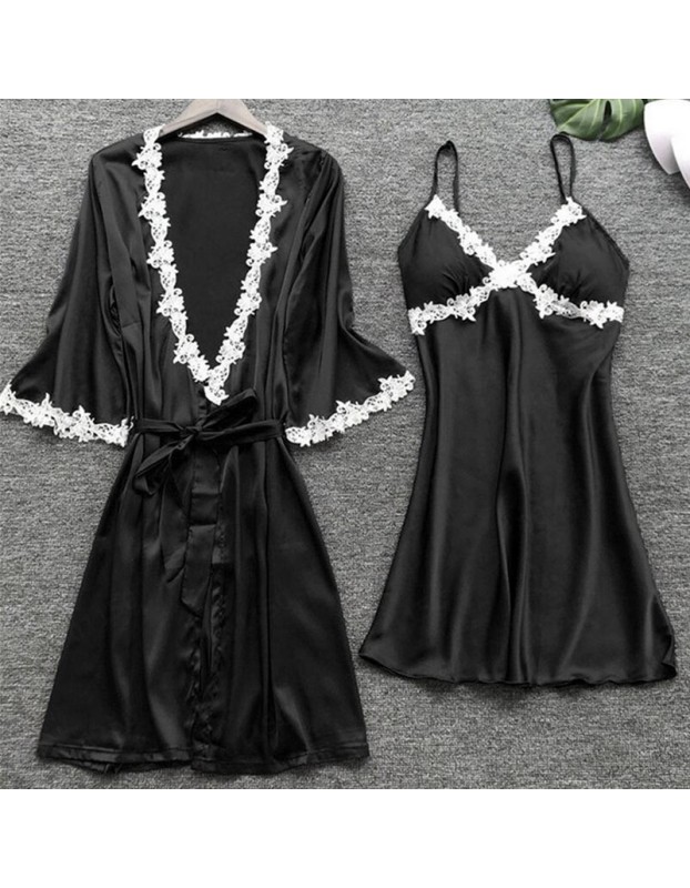 5pcs silk robe women sexy bride dressing gown bridesmaid robe bath Bridesmaid Satin Lace RobesM6059