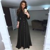 Summer Autumn Turn-Down Collar Button Long Sleeve Shirt Dress M8430