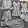 5pcs silk robe women sexy bride dressing gown bridesmaid robe bath Bridesmaid Satin Lace RobesM6059