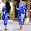Women Long Sleeve Printed Bodycon Midi Dress m8241
