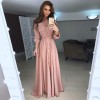 Summer Autumn Turn-Down Collar Button Long Sleeve Shirt Dress M8430