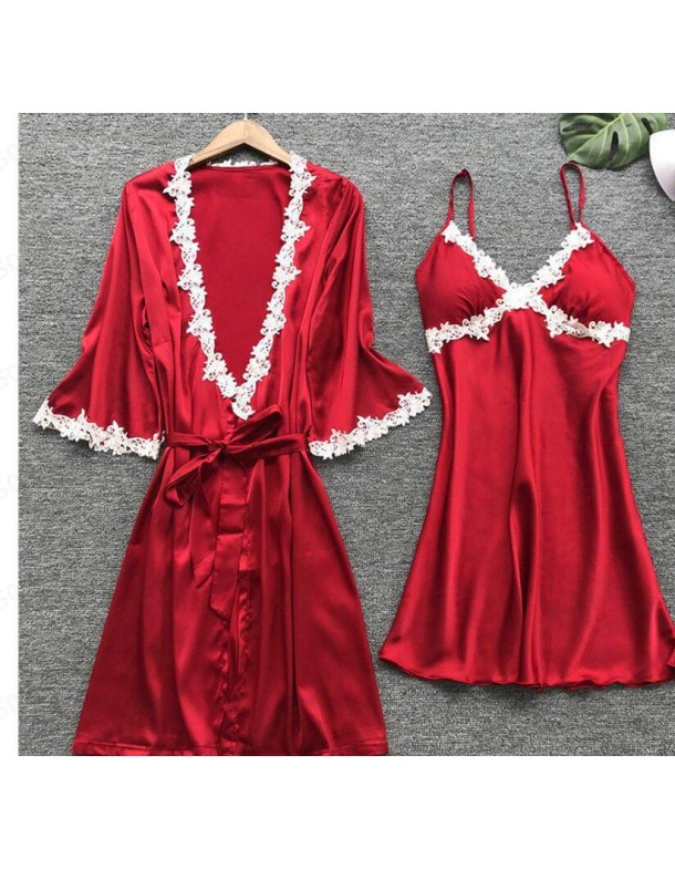 5pcs silk robe women sexy bride dressing gown bridesmaid robe bath Bridesmaid Satin Lace RobesM6059