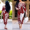 Women Long Sleeve Printed Bodycon Midi Dress m8241
