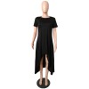 Solid color irregular skirt dress M8471