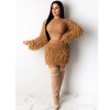 Winter Fashion Fluffy Tassel Warm Sweater 2 Piece Set M8526