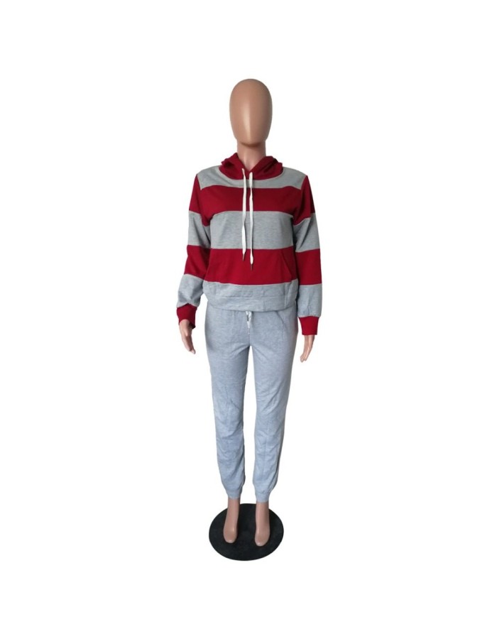 Autumn Winter Thick and fluffy Hoodied Women's set Tracksuit m6005