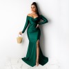 Women High Cut Evening Dress Off-shoulder Sexy Bodycon Dress M19002