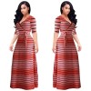 Summer Stripe Printed Swing Maxi Dress Plus Size M8433