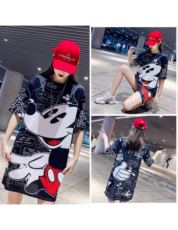 Cartoon Design Mickey Mouse Women T shirt Dress M8371