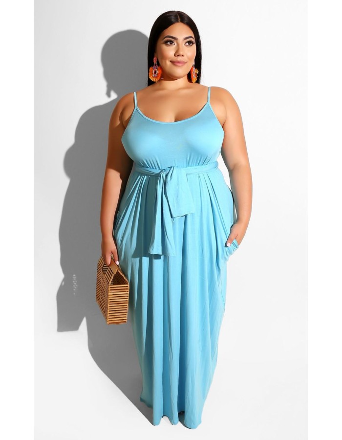 Womens Spaghetti Strap Beach Maxi Dress Plus Size M8425