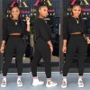 Autumn O-neck Two Pieces Set Long Sleeve Sweatshirt + Pant Suit M8473