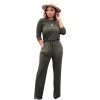 Women fashion soild color long sleeve loose causal jumpsuit m8303