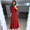 Summer Autumn Turn-Down Collar Button Long Sleeve Shirt Dress M8430