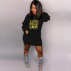 Letter Print Casual Long Hooded Tops Streetwear M8491