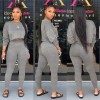 Autumn O-neck Two Pieces Set Long Sleeve Sweatshirt + Pant Suit M8473