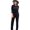 Women fashion soild color long sleeve loose causal jumpsuit m8303