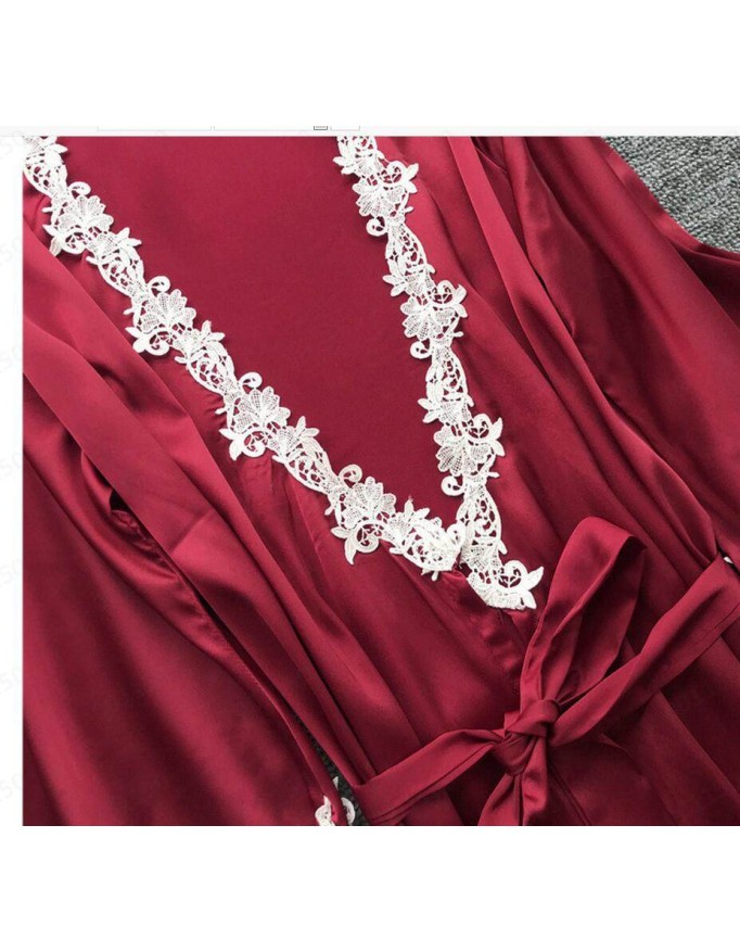 5pcs silk robe women sexy bride dressing gown bridesmaid robe bath Bridesmaid Satin Lace RobesM6059