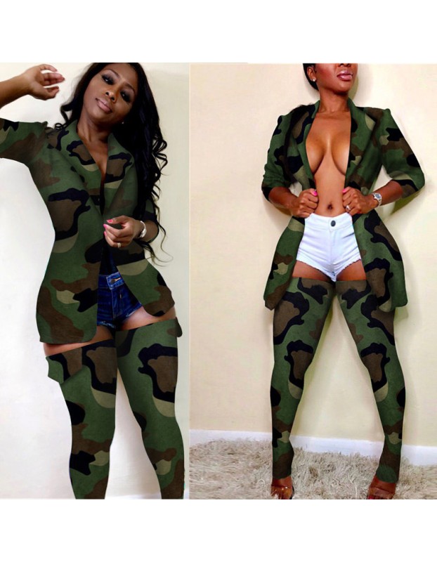 Sexy camo leopard print two piece set M6006
