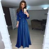 Summer Autumn Turn-Down Collar Button Long Sleeve Shirt Dress M8430