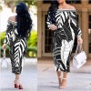Women Long Sleeve Printed Bodycon Midi Dress m8241