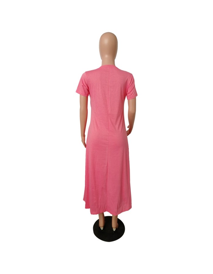 Solid color irregular skirt dress M8471