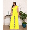 Deep V Neck Casual Solid Wide Leg Jumpsuit m8429