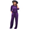 Women fashion soild color long sleeve loose causal jumpsuit m8303