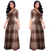 Summer Stripe Printed Swing Maxi Dress Plus Size M8433