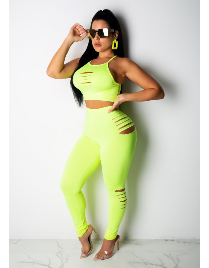 Fashion Two Piece Set Crop Top And Pants  M8358