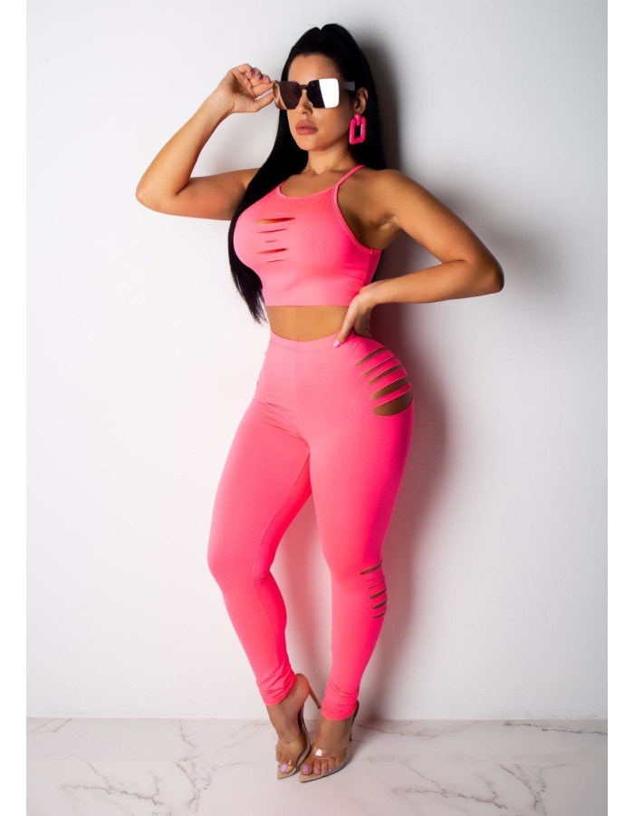 Fashion Two Piece Set Crop Top And Pants  M8358