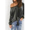 Long Sleeve Sexy Off Shoulder Velvet Shirt Top M30407