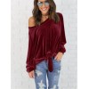 Long Sleeve Sexy Off Shoulder Velvet Shirt Top M30407