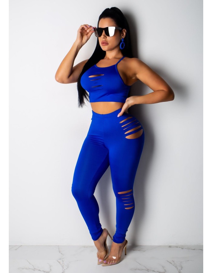 Fashion Two Piece Set Crop Top And Pants  M8358