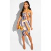 Sexy Off Shoulder Geometric Print Bodycon Dress m8367