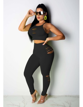 Fashion Two Piece Set Crop Top And Pants  M8358