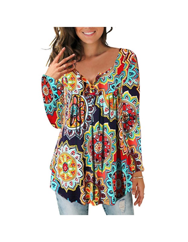 Ladies Casual Floral Printing Blouse M5602