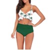 High Waist Sexy Floral Print Ruffles Bikini Set CC73