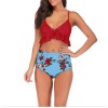 High Waist Sexy Floral Print Ruffles Bikini Set CC73