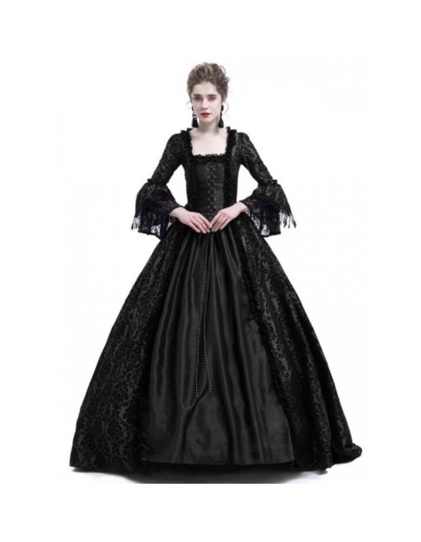 Large trumpet sleeves medieval dress court retro skirtM9973