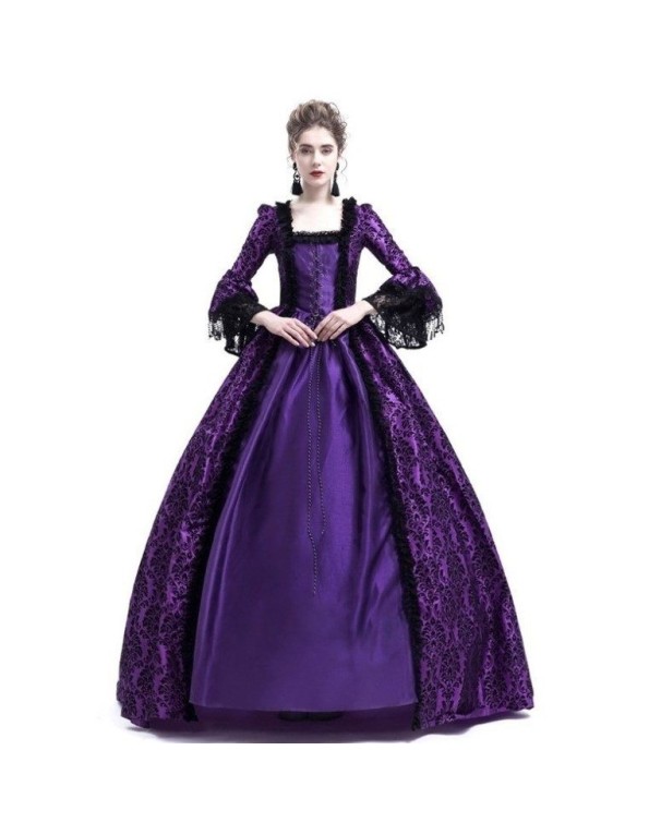 Large trumpet sleeves medieval dress court retro skirtM9973