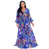 Women Maxi print dress long high quality Summer Beach Chiffon Party Dress M8214