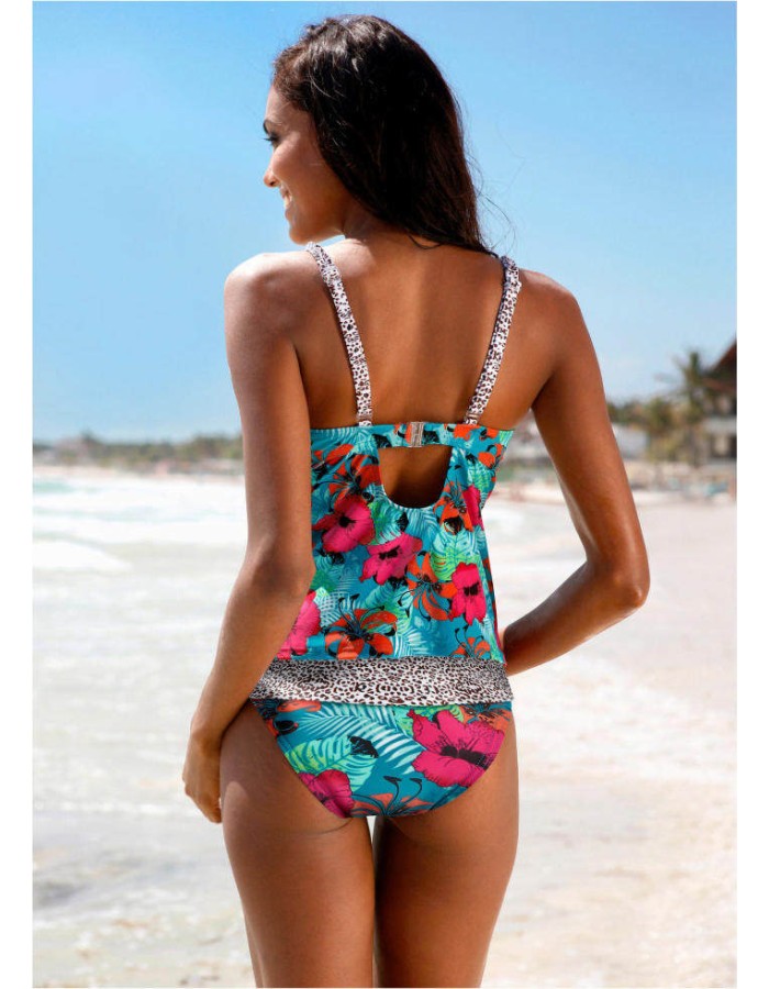 High Waist Two Pieces Tankini Swimwear Bikinis M18032