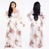 Women Maxi print dress long high quality Summer Beach Chiffon Party Dress M8214