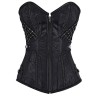 12 Steel Boned Black Red Steampunk Corset Zip Patchwork M1412