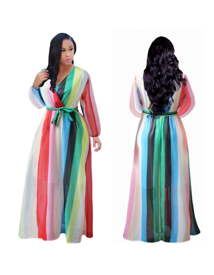 Women Maxi print dress long high quality Summer Beach Chiffon Party Dress M8214